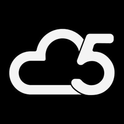 CloudFive logo exported as a Rec.2100 PQ HDR image — white outline on black