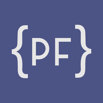 Programmers Force logo exported as a Rec.2100 PQ HDR image — white brackets on indigo